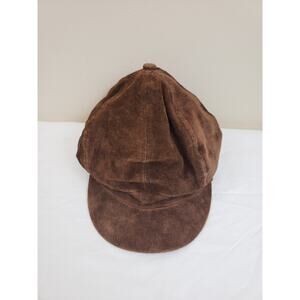 Vintage Wilson Leather Womens Hat One Size Brown Suede Newsboy Cabbie Elastic